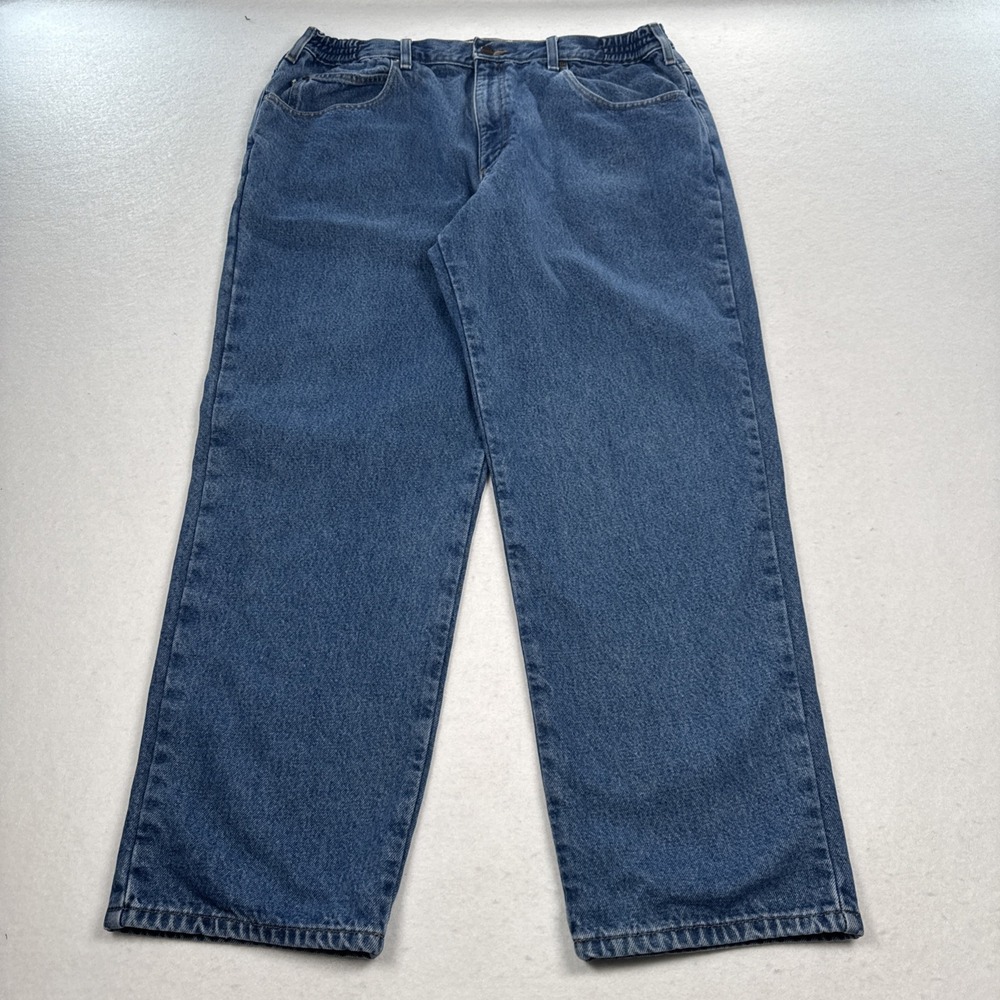 LL Bean Comfort Waist Flannel Lined Jeans Fits Men 36X29 Straight Leg Med Wash